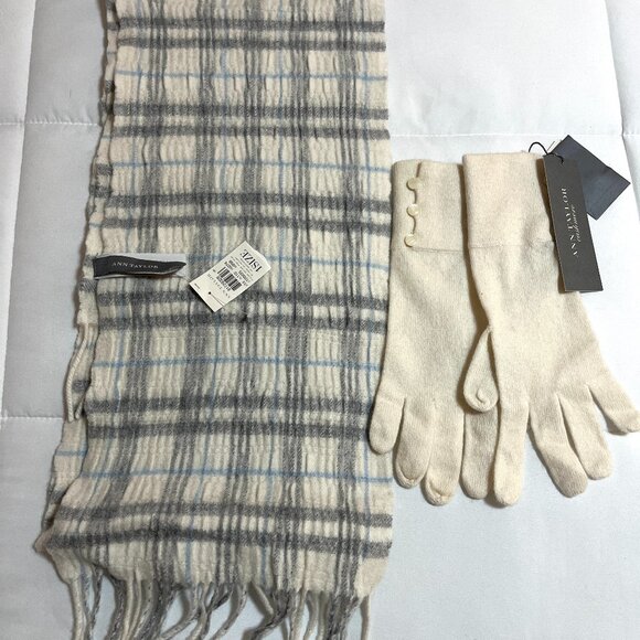 NWT Beautiful Ann Taylor Cashmere Gloves and Wool Scarf set